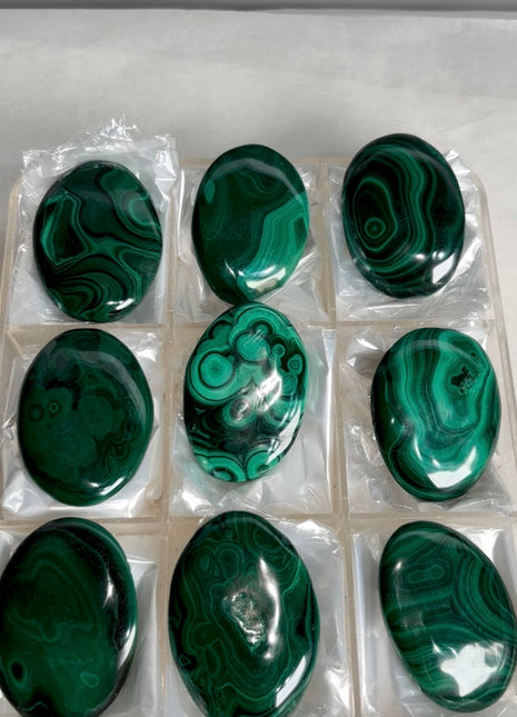 High Grade Malachite Palmstone Lot ! 9 Pieces