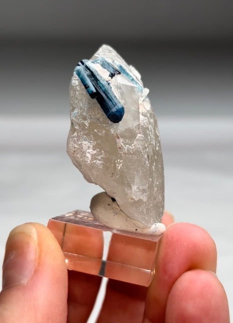 Blue Indicolite Tourmaline with Quartz