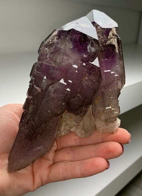 Deep Color Amethyst Scepters with Glittery Hematite from Madagascar *