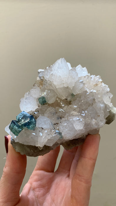 Quartz with Blue Green Color Change Fluorite - From Diana Maria mine, England