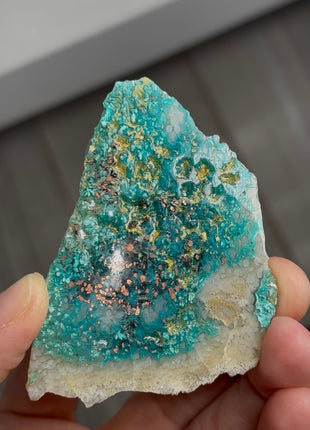 Blue Chrysocolla with Native Copper and Chalcedony PM0565