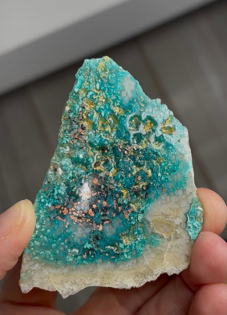 Blue Chrysocolla with Native Copper and Chalcedony PM0565
