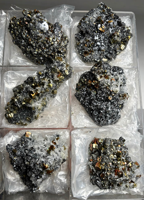 6 Pieces ! High Grade Pyrite with Sphalerite, Needle Quartz Lot