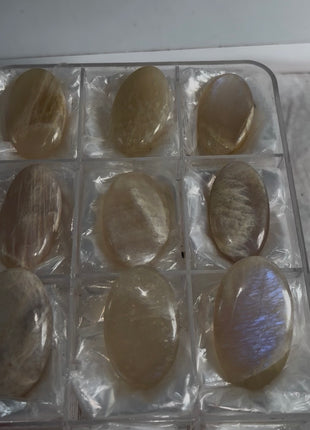 9 Pieces ! High Grade Flashy Rainbow Moonstone Lot