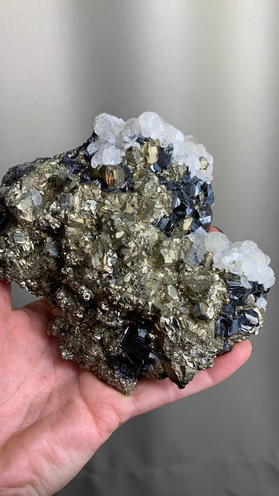 Wow ! Pyrite with Sphalerite and Calcite - From Trepca Mine, Kosovo