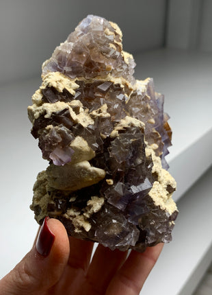 Wow ! Blue Grey Fluorite with Calcite