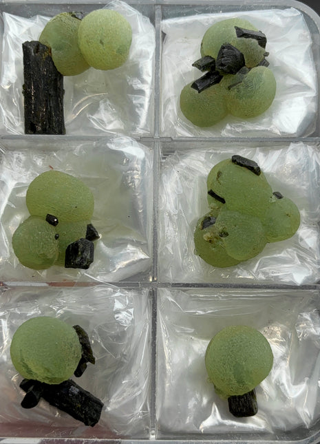 6 Pieces ! High Grade Apple Green Prehnite with Epidote Lot - From Mali