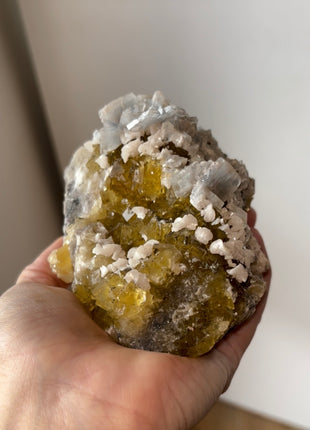 Yellow Fluorite with Blue Barite and White Dolomite Collection # 518