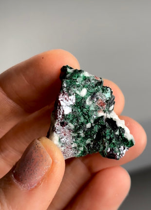 Red Cuprite with Fibrous Green Malachite
