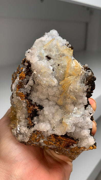 Gemmy Golden Barite with Druzy Matrix - From Morocco