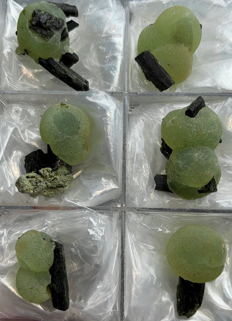 6 Pieces ! High Grade Apple Green Prehnite with Epidote Lot - From Mali