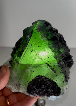 Green Fluorite with Purple Crystallization PM1154