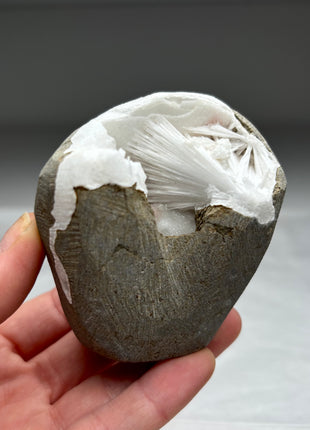 Scolecite Geode with Druzy Quartz