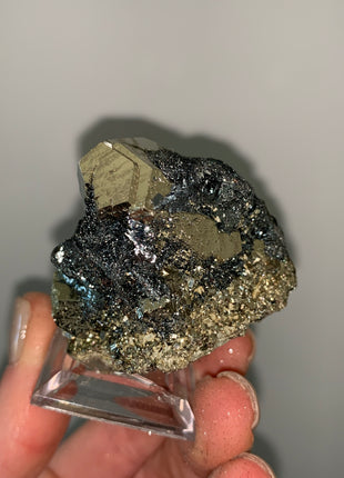 Pentadodecahedral Pyrite with Sparkly Hematite - Elba Island, Italy