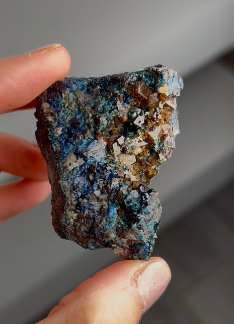 Blue Lazulite with Siderite from Rapid Creek, Canada