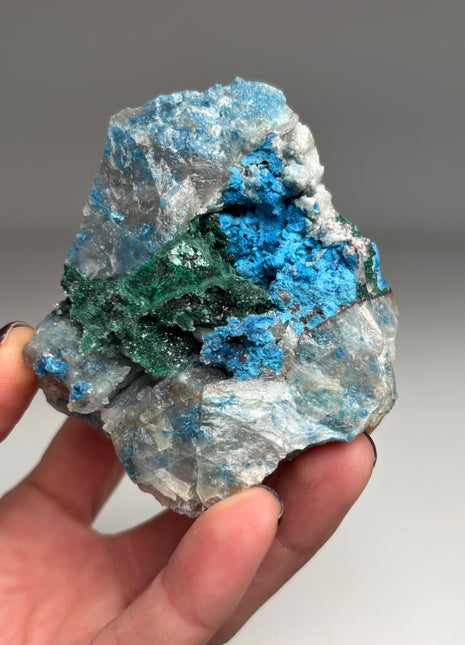 Blue Shattuckite with Quartz, Malachite from Kaokoveld, Namibia