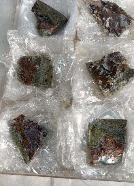 6 Pieces ! Copper Ore with Chalcedony Slabs Lot