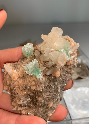 Wow !! Orange Heulandite with Green Apophyllite and Cream Stilbite Lot - 6 Pieces ✨