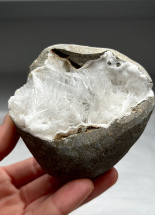 Scolecite Flower Geode with Druzy Quartz