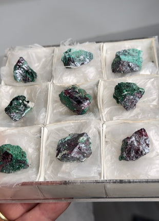 9 Pieces ! Red Cuprite with Fibrous Green Malachite Lot