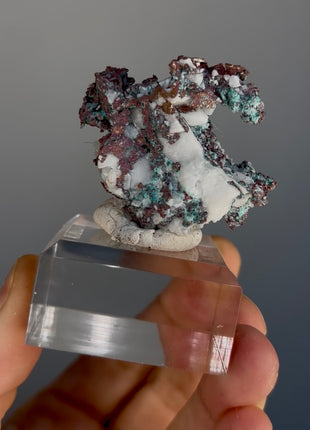 Native Copper with White Calcite and Green Malachite