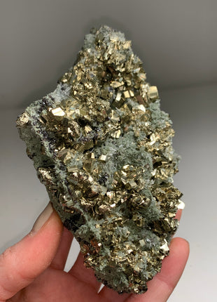 Lustrous Pyrite with Green Chlorite Matrix - From Rhodope Mountains, Bulgaria