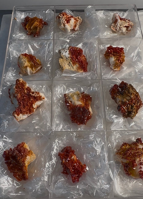 12 Piece Lot ! High Grade Red Vanadinite with Barite Flowers