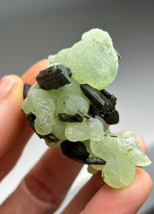 12 Pieces ! High Grade Apple Green Prehnite with Epidote Lot - From Mali