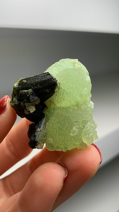 New Arrival ! Green Prehnite with Epidote - From Mali