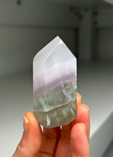 Pastel Colors ! Lavender Green Yttrium Fluorite Tower