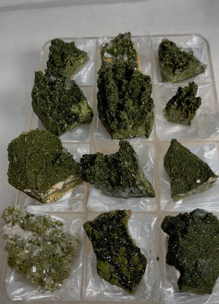 12 Pieces ! High Grade Forest Epidote with Quartz Lot
