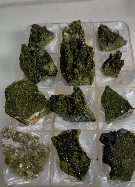 12 Pieces ! High Grade Forest Epidote with Quartz Lot