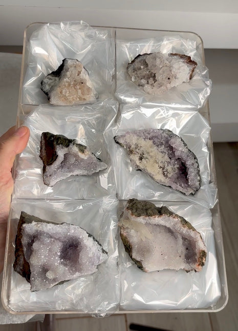 6 Pieces ! Quartz var Amethyst, after Chalcedony Lot