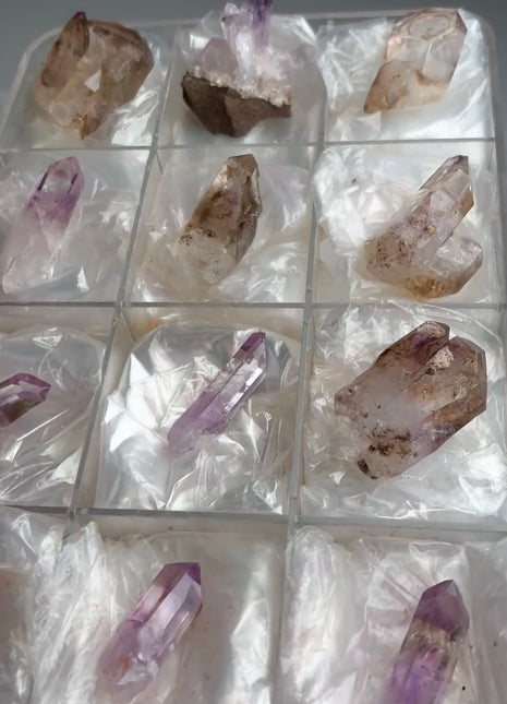12 Pieces Amethyst and Smoky Quartz Lot from Namibia