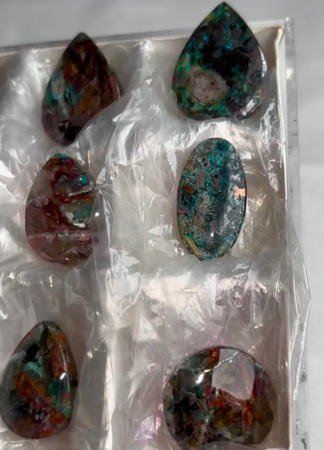 9 Pieces ! Blue Chrysocolla and Copper Ore in Chalcedony Lot