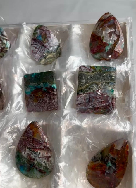 9 Pieces ! Blue Chrysocolla and Copper Ore in Chalcedony Lot
