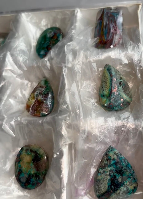 9 Pieces ! Blue Chrysocolla and Copper Ore in Chalcedony Lot