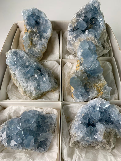6 Pieces ! Blue Celestite Crystals Lot - From Madagascar