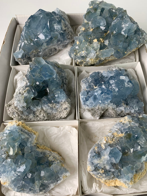 6 Pieces ! Blue Celestite Crystals Lot - From Madagascar