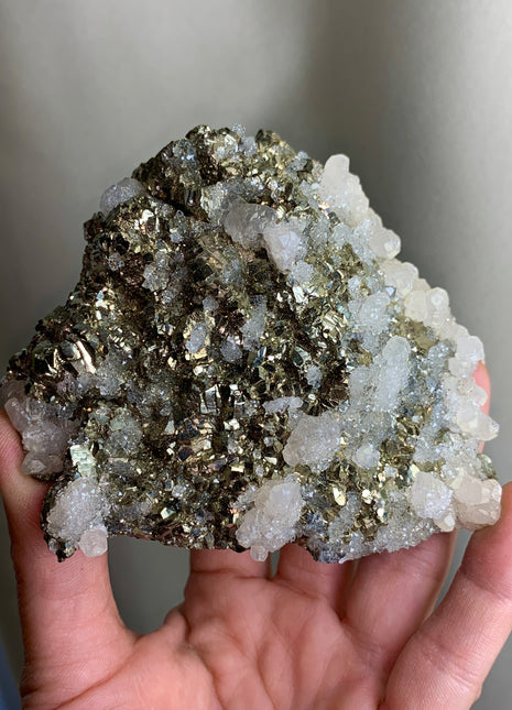 Very Lustrous Pyrite With sparkly Calcite - From Trepca Mine, Kosovo *