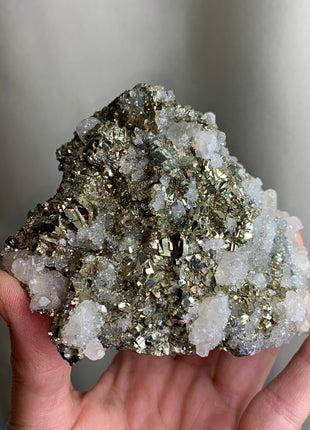 Very Lustrous Pyrite With sparkly Calcite - From Trepca Mine, Kosovo *