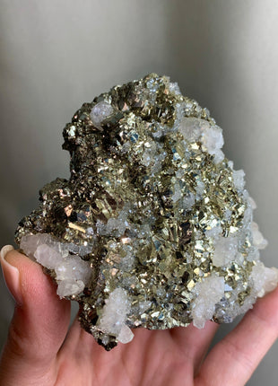 Very Lustrous Pyrite With sparkly Calcite - From Trepca Mine, Kosovo *