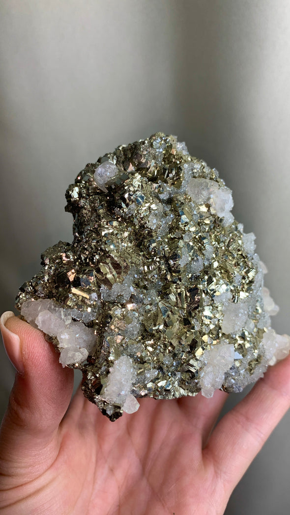 Very Lustrous Pyrite With sparkly Calcite - From Trepca Mine, Kosovo