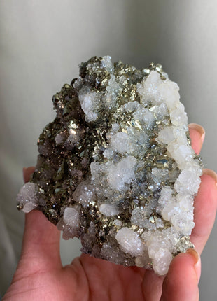 Very Lustrous Pyrite With sparkly Calcite - From Trepca Mine, Kosovo *