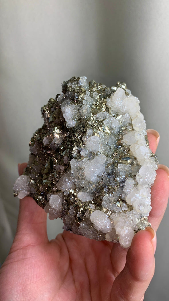 Very Lustrous Pyrite With sparkly Calcite - From Trepca Mine, Kosovo