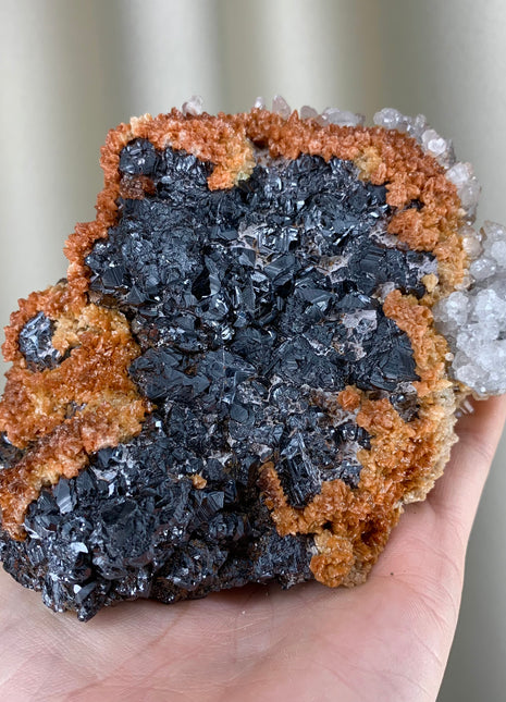 Amazing ! Sphalerite with Orange and White Calcite - From Trepca Mine, Kosovo - 1.2 KGS !