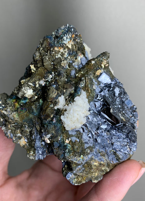 Galena With Iridescent Pyrite and Calcite - From Trepca Mine, Kosovo