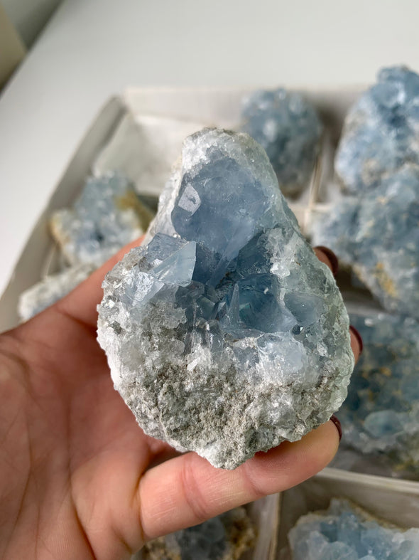 12 Pieces ! Blue Celestite Crystals Lot - From Madagascar