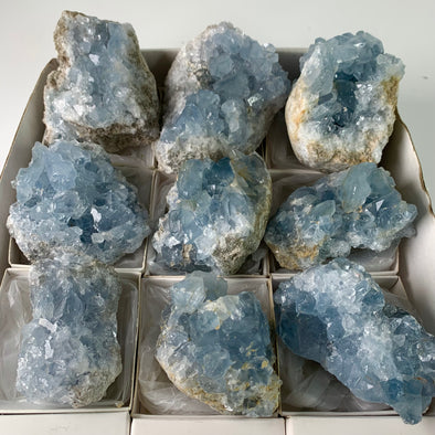 9 Pieces ! Blue Celestite Crystals Lot - From Madagascar