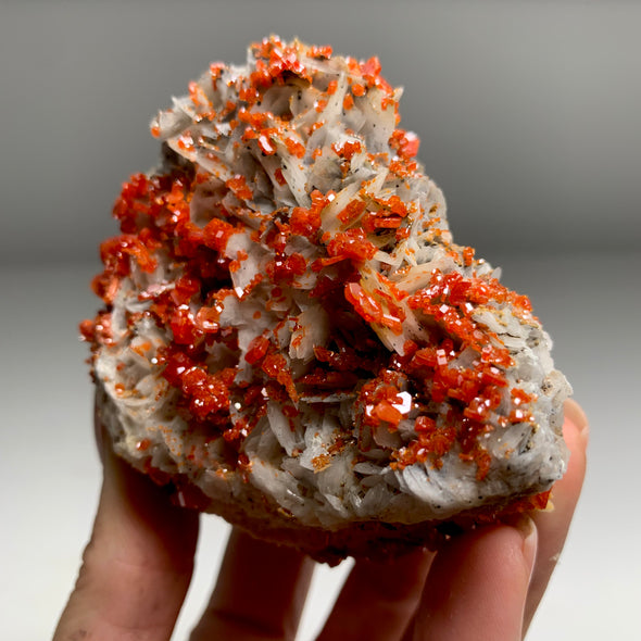 Bright Red Vanadinite Crystals with Amazing Barite - From Midelt Morocco